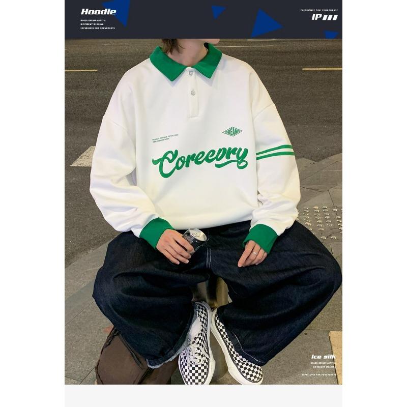 Herren S Pullover Sweatshirt mit Print im koreanischen Stil Lockerer Schnitt