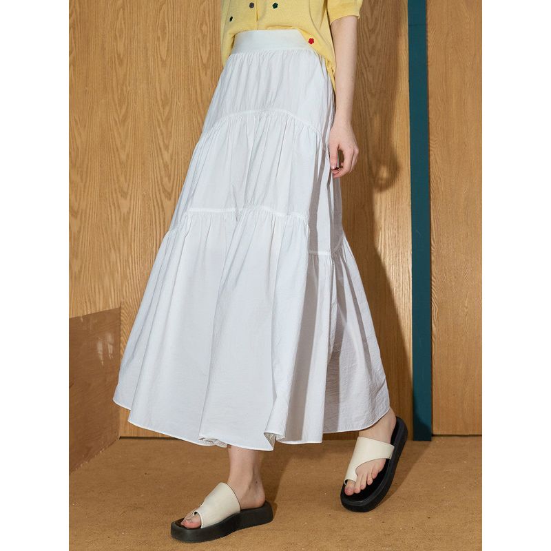 Coolhut French Style A-Line Casual Atmosphere Loose and Versatile High-Waisted Large Hem 2025 Summer Skirt Cake Skirt