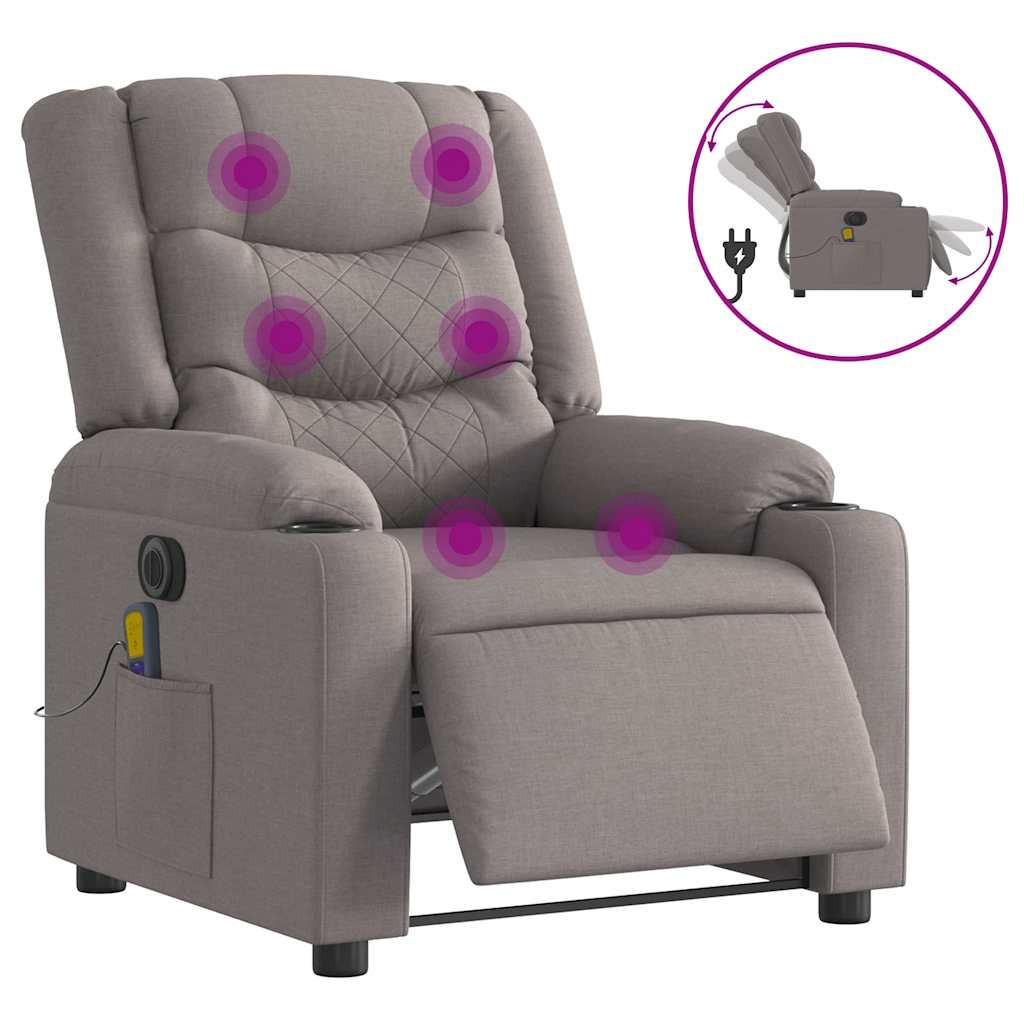 Electric Massage Chair Taupe Fabric