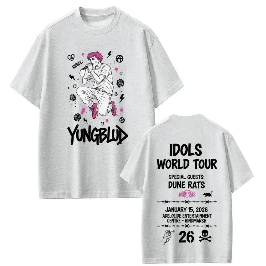 Unisex Women Gothic Punk Tshirts Singer Yungblud IDOLS Tour 2026 Graphics Tshirt Shortsleeved Loose Hiphop Cotton Tshirts Tops