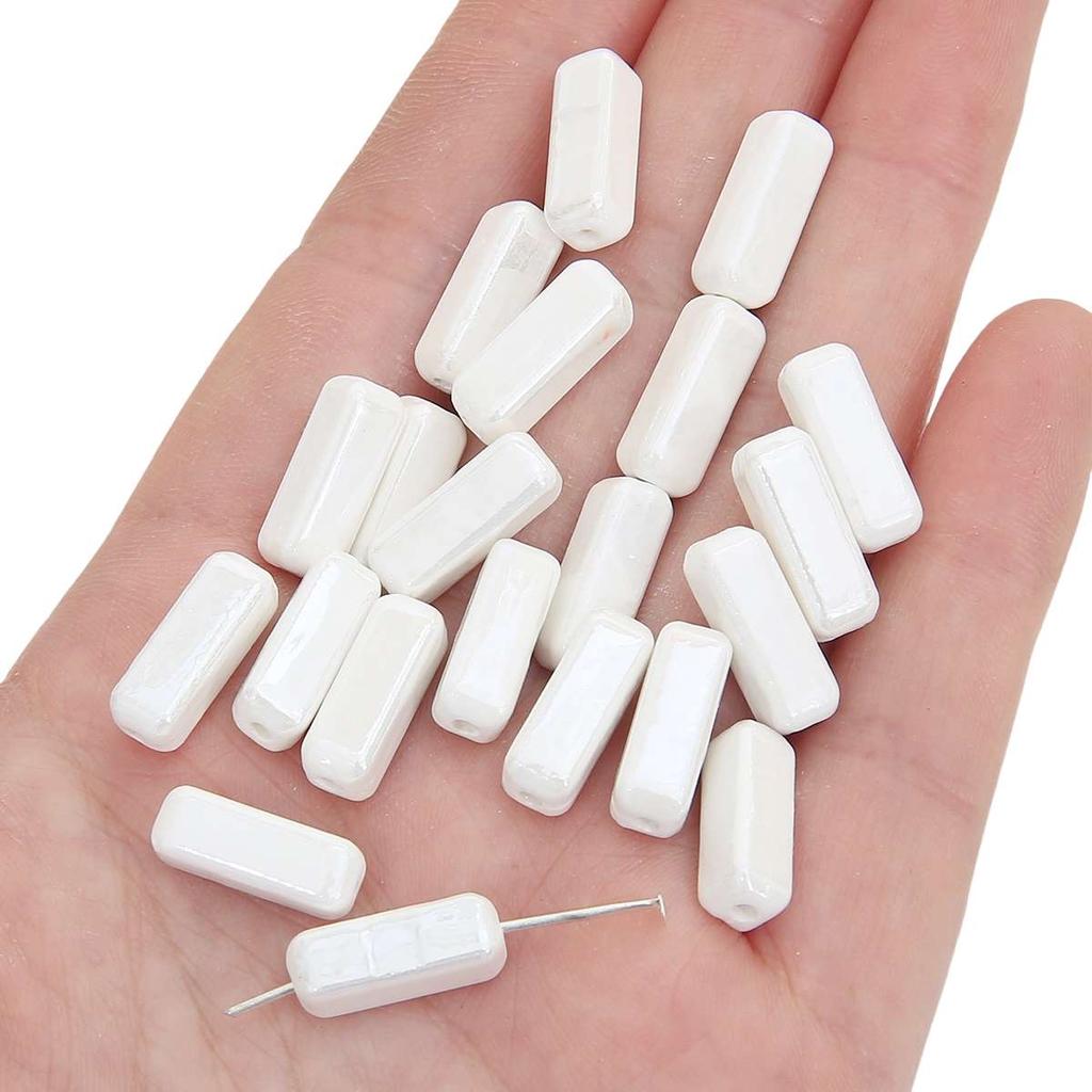 [6x15mm] 5pcs/Bag Cuboid Beads Colored Ceramic Beads Charm Loose Spacer Beads for Earring Bracelet Necklace DIY Jewelry Making Accessories