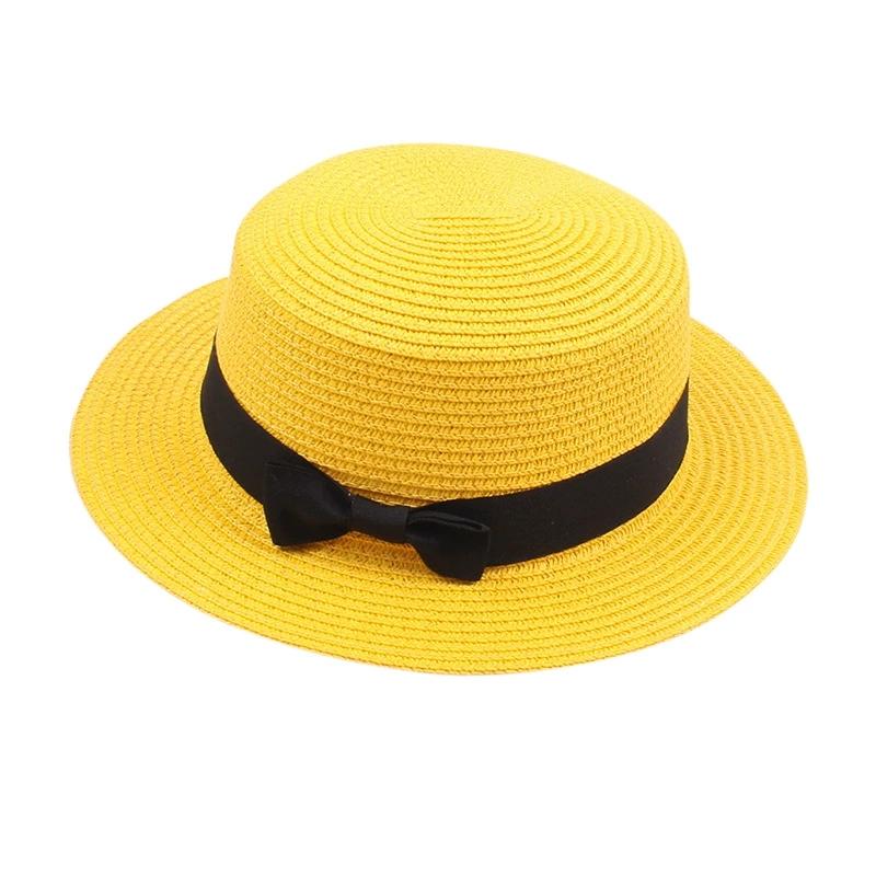 Women's British-Style Summer Hat Simple Small-Brimmed Straw Hat Korean-Style Bow-Knot Flat-Top Sun Hat Popular Women's Straw Hat