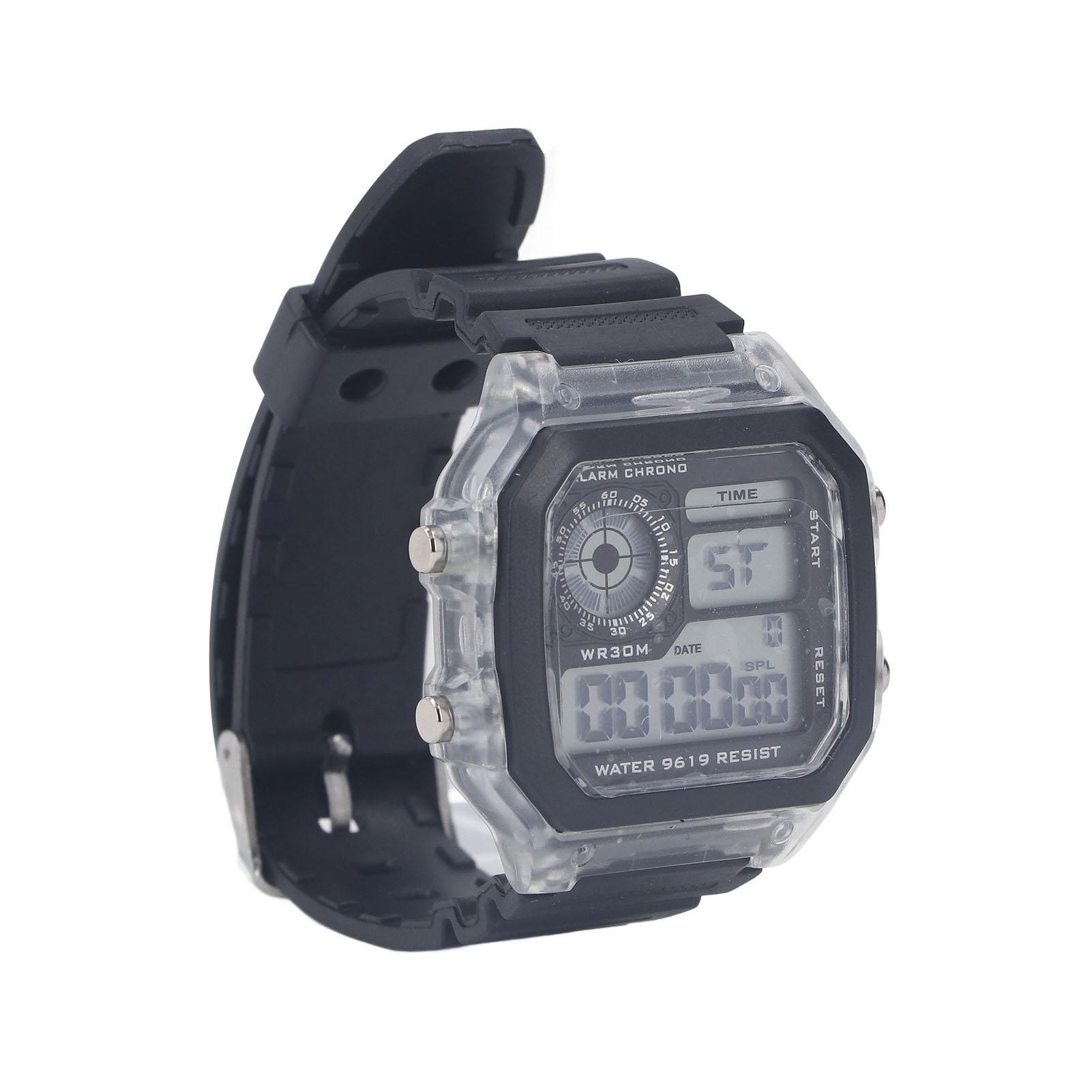 

Электронные спортивные часы 12/24 часа Водонепроницаемые цифровые наручные часы со светящимся будильником и функцией отсчета времени Прозрачные прозрачный