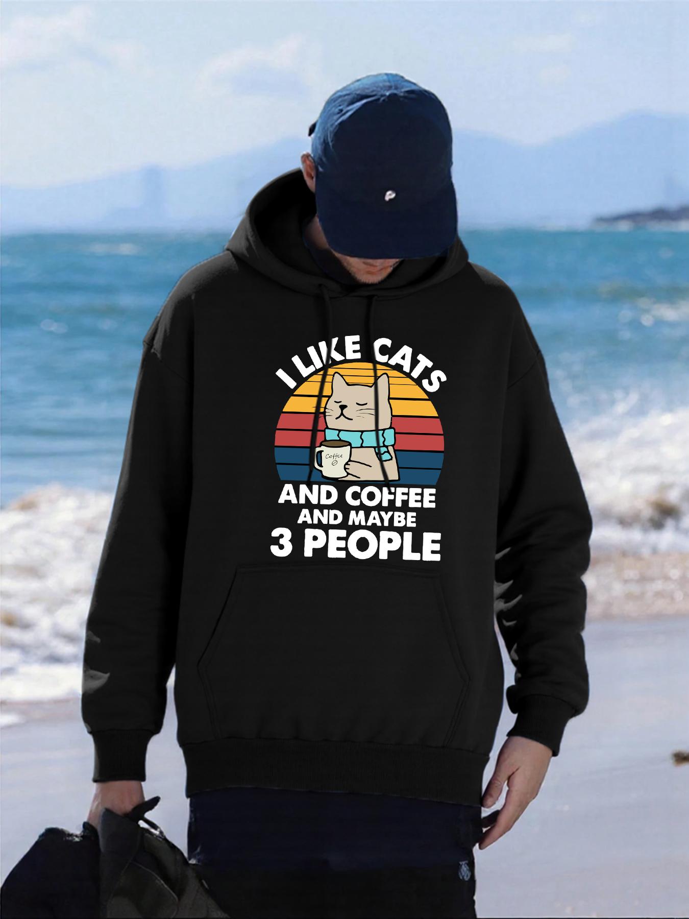 

I Like Cats And Coffee 3 People Design Men Hoody Autumn Hip Hop Pullover All-Match Oversized Hoodie Fleece Pocket Sportswear 3XL