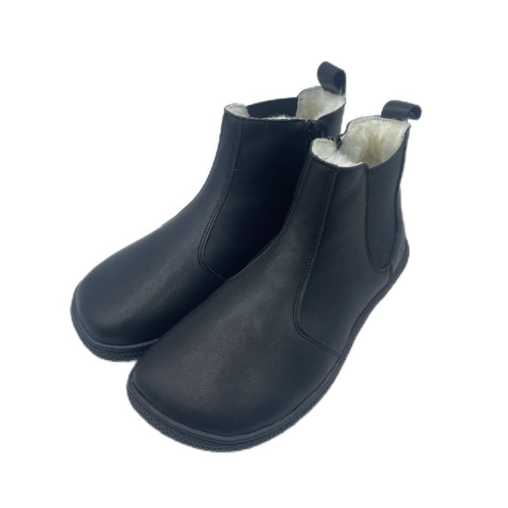Botas de Inverno Chelsea Barefoot de Couro Genuíno com Forro e Palmilha Quentes de Pele Natural Real para Mulheres Sola Zero Drop