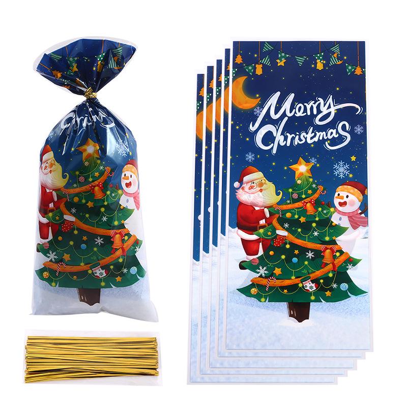 Set 50/100 Buc Pungi Cadou Bomboane Crăciun Cu Design Moș Crăciun Pentru Decorațiuni Petrecere Xmas Navidad Consumabile Ambalare Biscuiți Favore