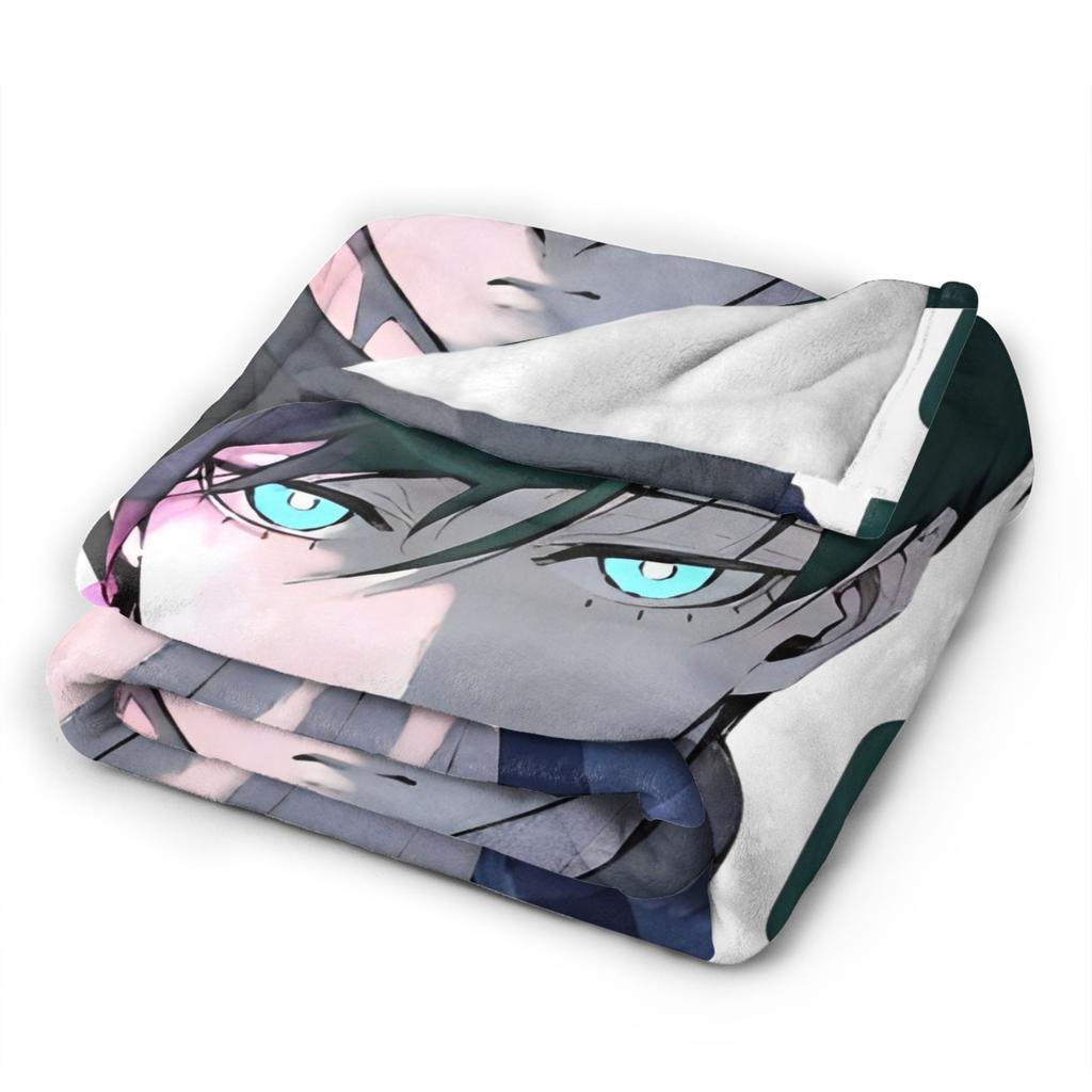 Blue Lock Rin Itoshi Knitted Blanket Meguru Bachira Flannel Throw Blanket Bed Decoration Ultra-Soft Warm Breathable Rug Piece