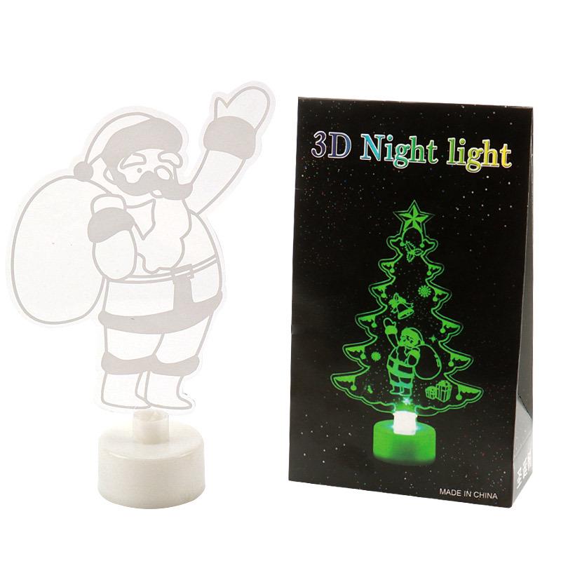 Acrylic LED Seven-Color Christmas Night Light: Snowman, Santa Claus, Apple, Eiffel Tower Luminous Toy