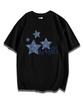 LIKE THE MOST Pattern Star Lamo Oversized Short Sleeve T-Shirt_Black