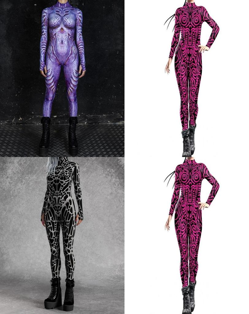 European Fantasy Halloween Costume Jumpsuit With 3d Digital Print For Cosplay Enthusiasts