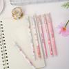 Back To School Season 144Pcs 0.5mm Creative Pink Peach Pattern Black Straight Pole Neutral Pen, Smooth Writing Signature Pen Office Stationery, Exam S