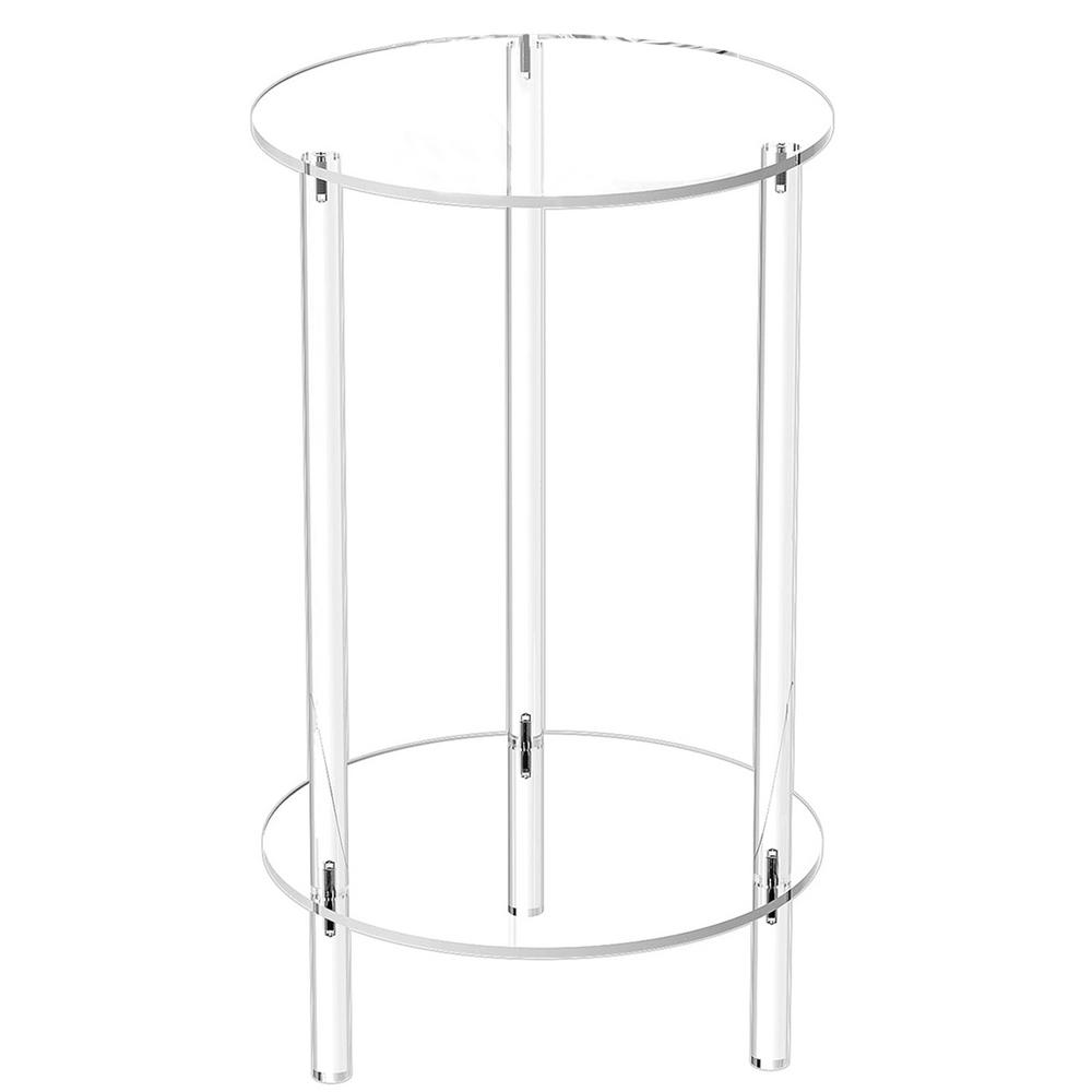 Acrylic Drink Table Clear Small Round End Table for Drinks Coffee Table Living Room Side Table for Drinks Phones Coffee Drink