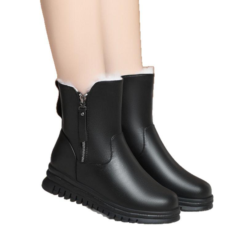 Women's Lightweight Comfortable Thick Sole Cold Warm Padded Snow Boots Non-slip Wear Outdoor Leisure Sports Martin Cotton Boots