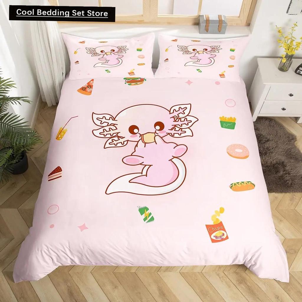 Axolotl Animal Cute Pet Quilt Cover Pillowcase 3Piece Comforter Bedding Set With Pillow Case Single Double Duvet Cover