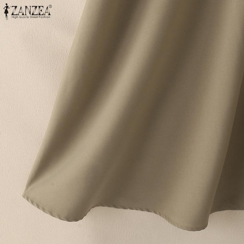 ZANZEA Dámské letní ležérní patchworkové šaty s krátkým rukávem a výstřihem do V