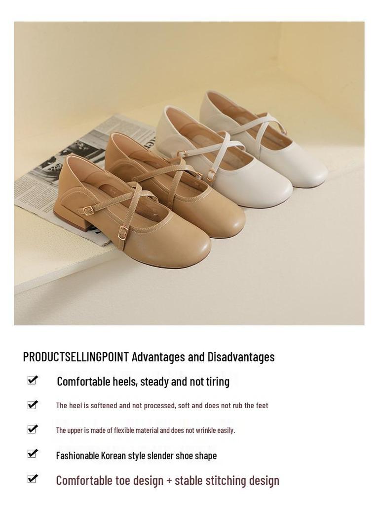 Mary Jane Thick-Soled Chunky Heel Round Toe Shoes - Women's 2023 Spring Collection, Soft-Soled, Plus Size Available.