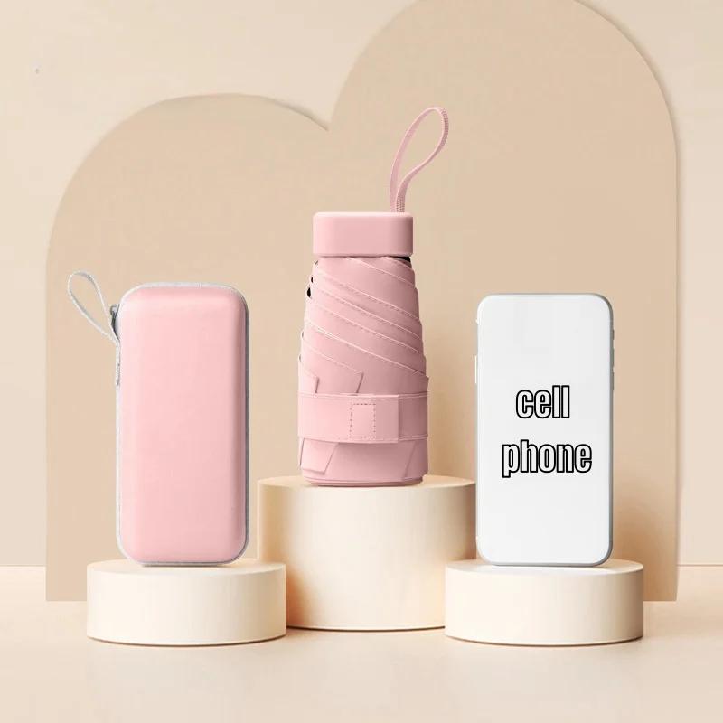 Small 6 Ribs Portable Sun Umbrella Parasol Rain and Shine Dual Use Women's umbrella Pocket Umbrella ultraviolet proof