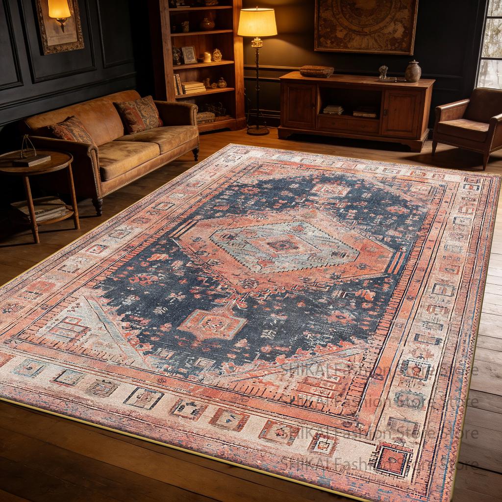Light Brown Vintage Persian Large Living Room Carpet Decoration Home Easy Clean Soft Rug Easy Cleaning Fluffy Coffee Tables Mats