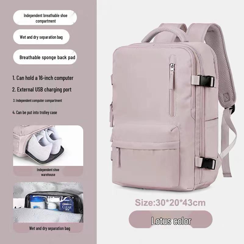 Girls' Extra Large Multifunctional Backpack with Wet/Dry Separation - Nylon, Waterproof, Ideal for Short Trips & School