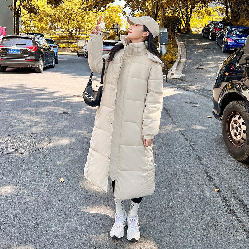 Daunen-Baumwolljacke, lange Knielänge, koreanische Version, lockere und verdickte Baumwolljacke, neue Winterjacke, Damenstil