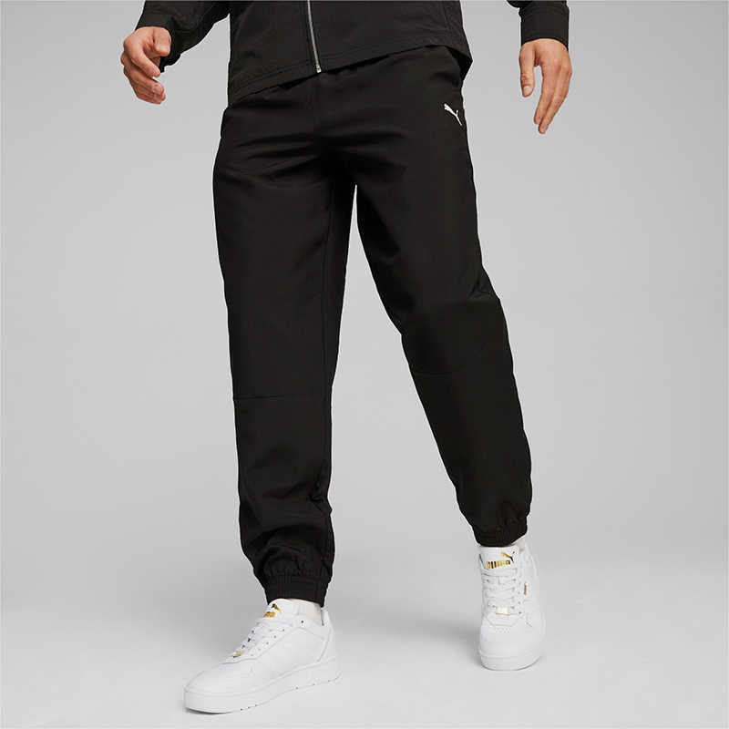 Puma Solid Color Breathable Elastic Waistband Tapered Knit Sports Pants Men Bottoms Black 682188-01