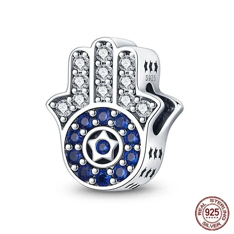 Charms Plata Real Copper Colors Star Lucky Blue Devil Eyes Pendant Charm Fits Original Bracelet Handmade DIY Fine Jewelry Gift For Women