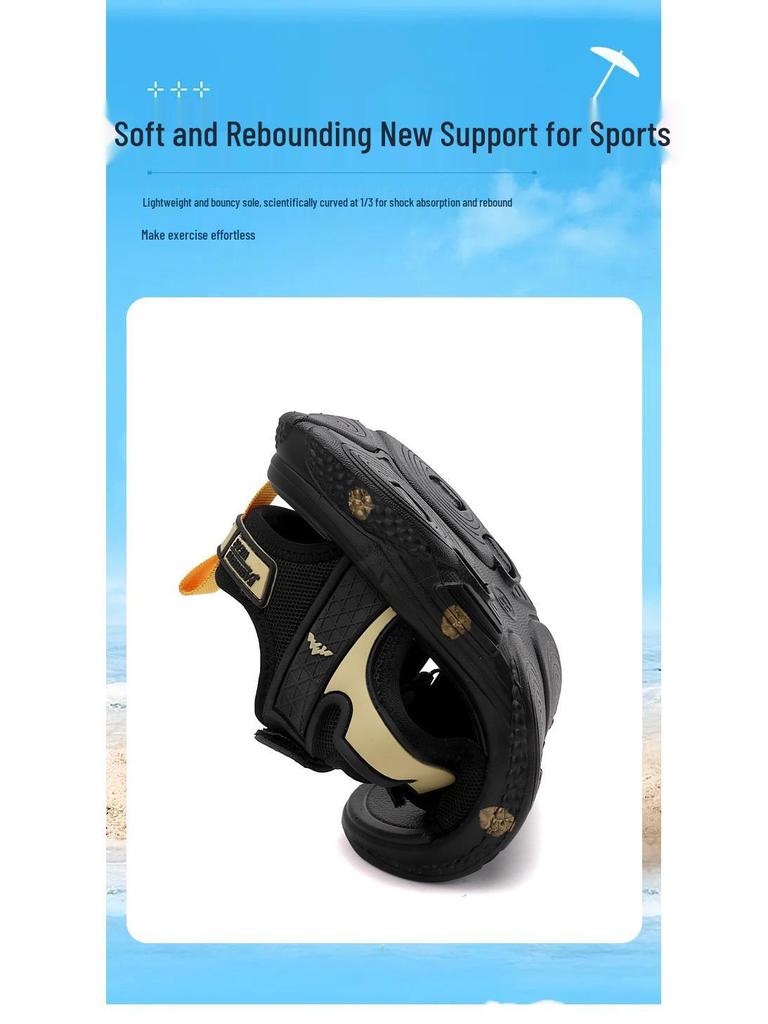 Big Brand Boys' Non-Slip Sandals - 2024 Korean Style for Medium to Large Kids, Soft Sole Summer Beach Shoes