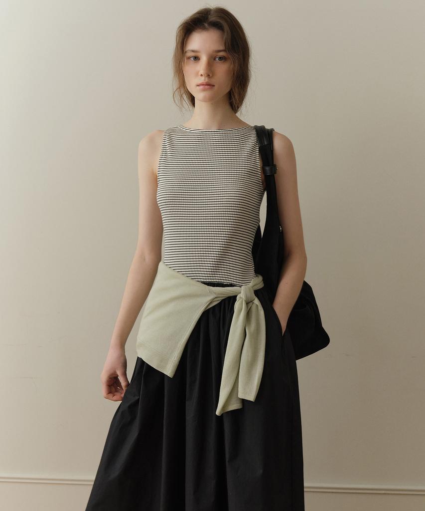 Poyueoaijeuonli Tia Shirring Maxi Dress (Black Stripe)