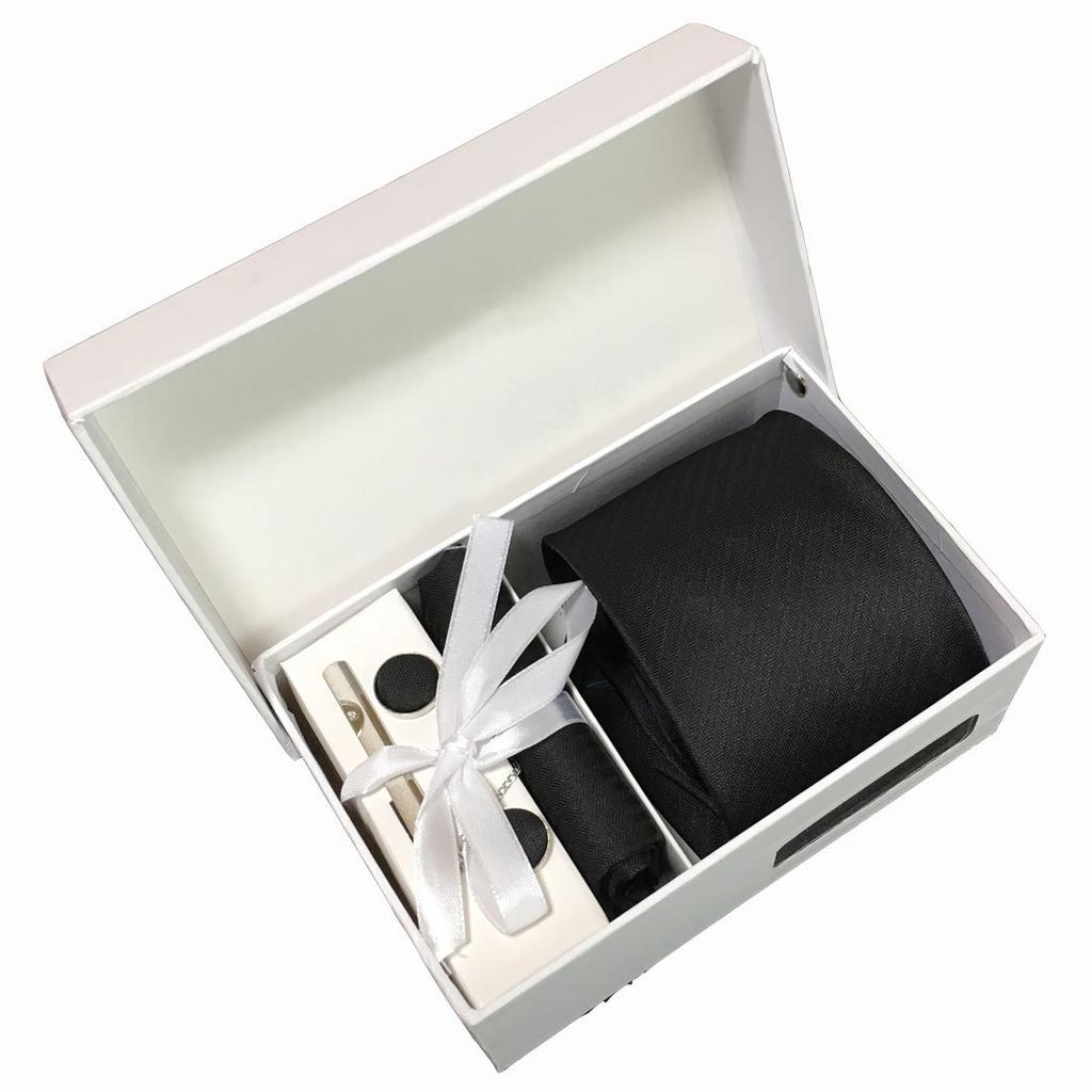 [Banane D'or] Necktie, Funeral, Pocket Square, Formal Occasions (Black)