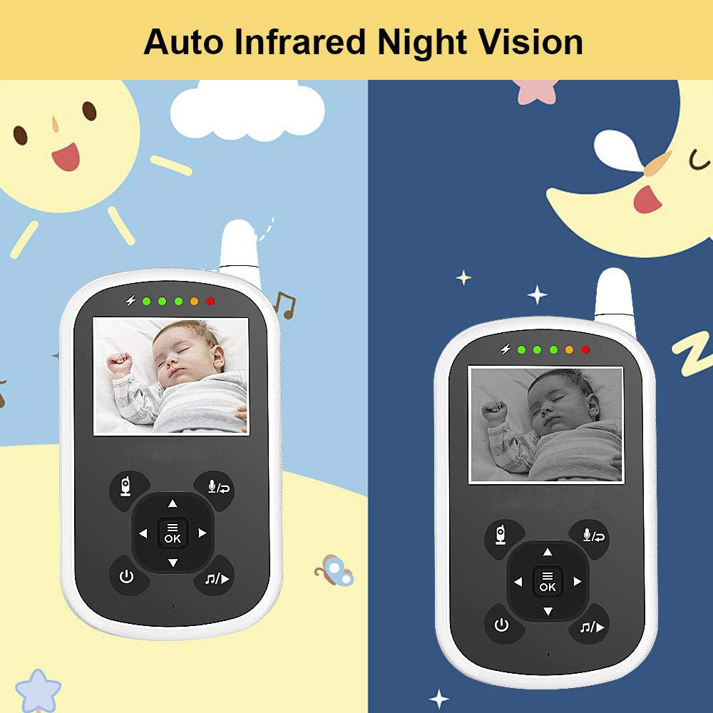 2X Digitalzoom Babyphone 2,4 Zoll Wireless Video Farbe Hochauflösende Baby Nanny Sicherheitskamera Nachtsicht Temperaturüberwachung