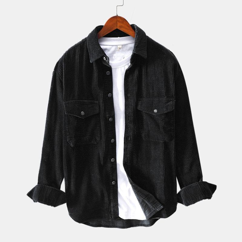 Men's Autumn Cotton Basic Japanese Corduroy Men's Business Shirt Slim Casual Shirt Men's New Long Sleeve Jacket