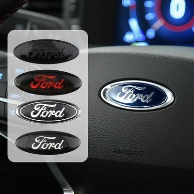 ITES5 58x22mm Car Steering Wheel Center Emblem Sticker for Focus 3 MK2 Fiesta MK7 Mondeo Mk4 Fusion Kuga Transit Edge F150