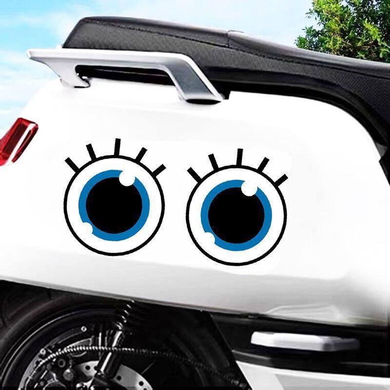 Car Sticker Creative Cartoon Round Eyes Covering Scratches Decorative Waterproof Battery Car Sticker