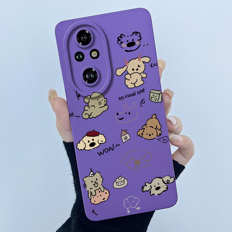 Cartoon Case For Honor 200 100 Honor200 Honor100 Pro Lite 5G Liquid Silicone Camera Lens Protector Phone Case Soft Back Cover