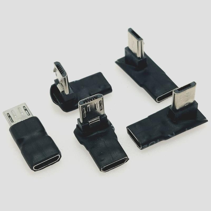 90stupňový Micro USB Male na Female Adaptér 5vodičový Pravý Levý Úhlový Konektor Pro Android Telefon Tablet Rozšíření pro Data Nabíjení