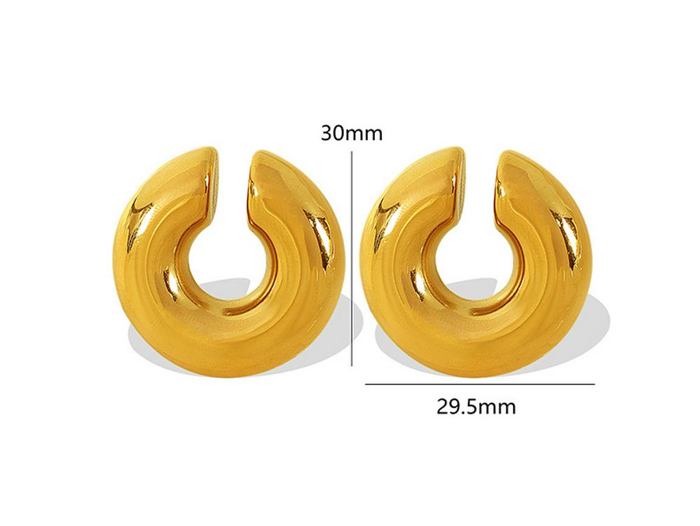 Stylish Gold-Plated Textured Ear Cuff for Women - Titanium Steel, Non-Pierced, Elegant Office Accessory