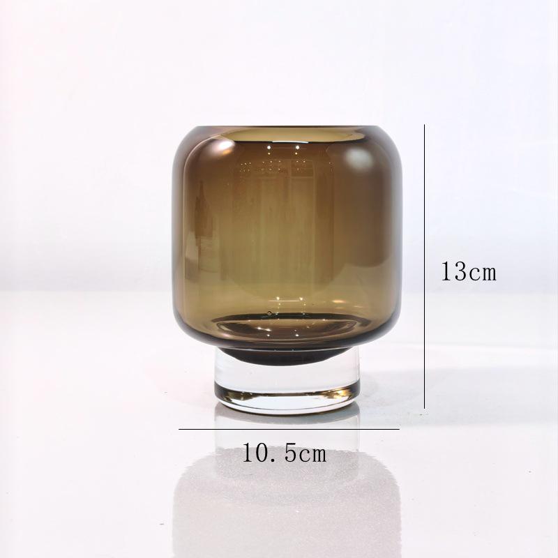 

Nordic Glass Vase with Grey Vertical Stripes for Dried Flowers - Elegant Transparent Ornament for Living Room and Dining Table Decor. 10.5 x 10.5 x 13 cm верблюд