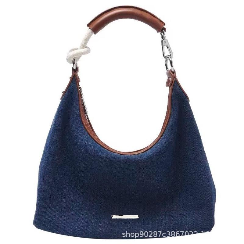 Guangzhou versatile retro denim tote bag women's niche canvas bag shoulder messenger bag commuter style