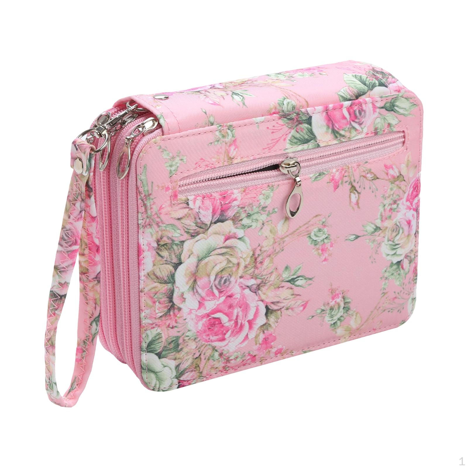 

72 Slots Pencil Case Zipper Pouch Bag Oxford Pen Organizer for Drawing Writing School Office Storage розовый