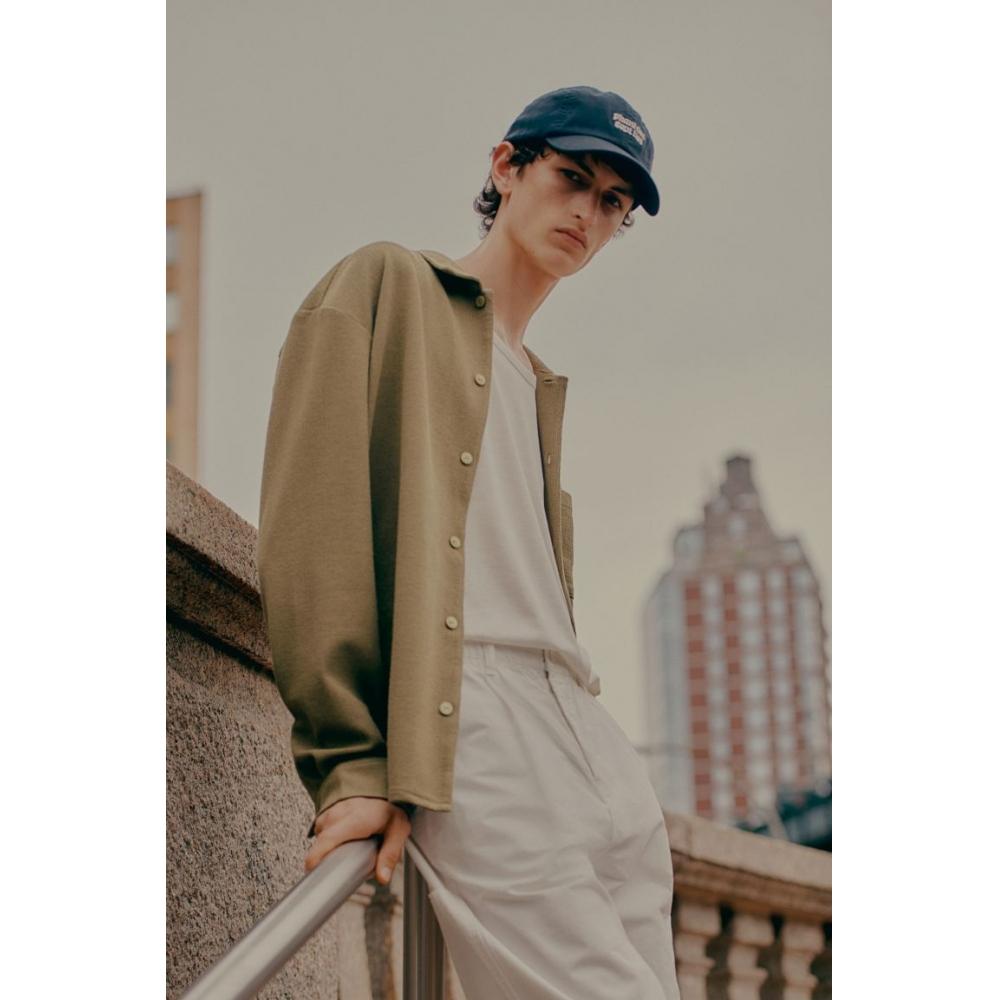 

HM свободная фактурная рубашка цвета хаки зеленого цвета