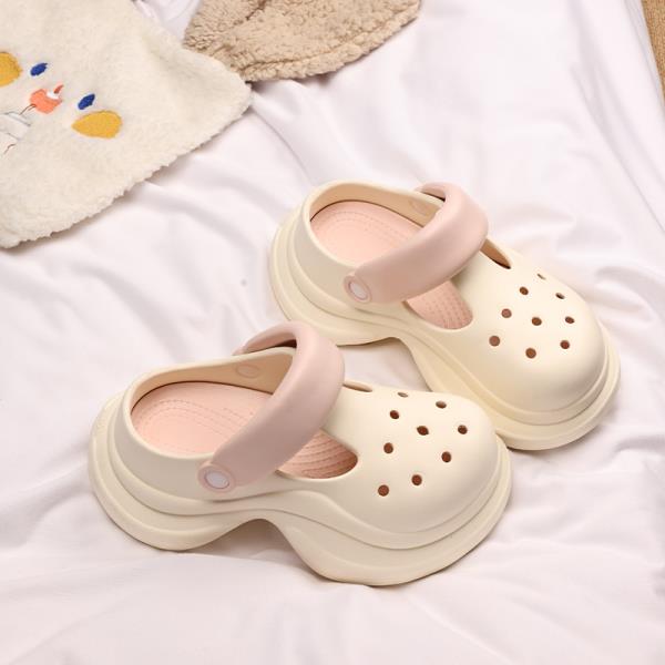 Fashion Cover Toe Shoes Woman 2025 Slippers For Swimming Pool Heeled Mules Platform Beach High Flat Slides High-Heeled Shoes Lady House