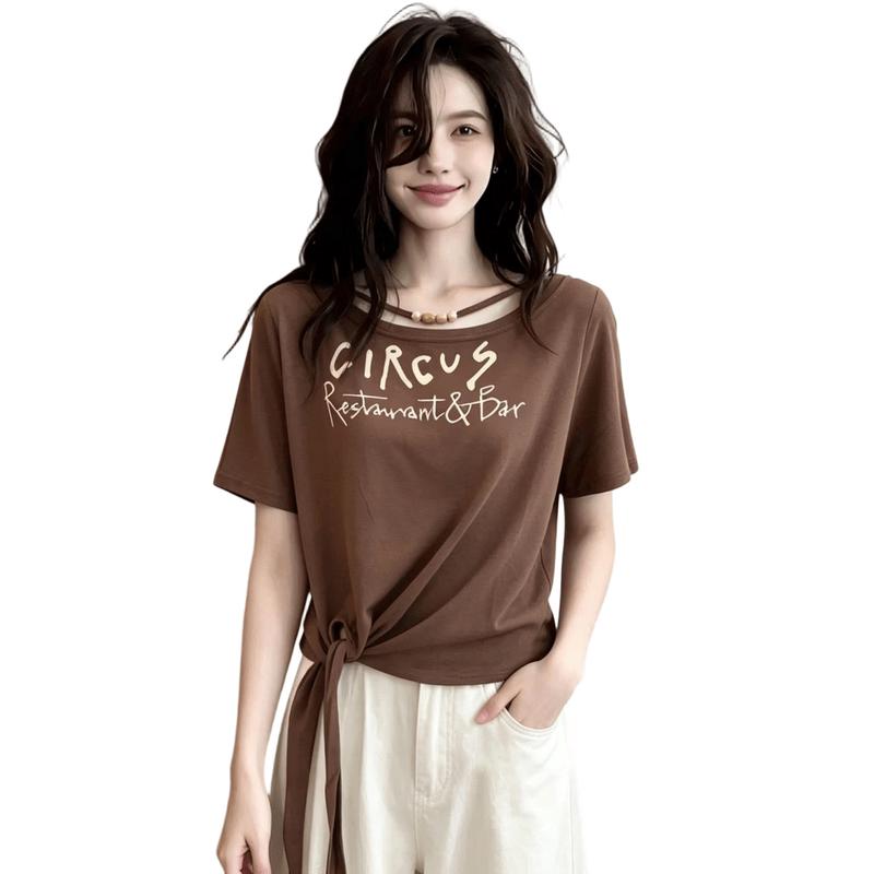 La Chapelle Women s Beaded Tie T-shirt L