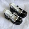 French Pearl Bow Thick Heel Mary Jane Single Shoes 22 Summer New Models Not Tired of High Heels Small Leather Shoes