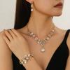 Popular Bridal Necklace, Earrings, and Bracelet Set, Wedding Accessories, Alloy Diamond-studded Water Drop Set, Dress Accessories