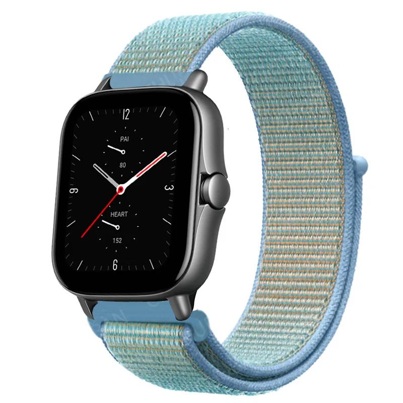 20mm/22mm Nylon Loop watch band For Amazfit GTS/4/2e/3/GTS2 Mini/GTR 4/3 pro/47mm/GTR2/2e/stratos Bracelet Amazfit bip-u strap