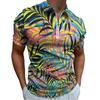 Star Print Half-zip Short Sleeve Polo Shirt, Trendy Casual Fashion Top