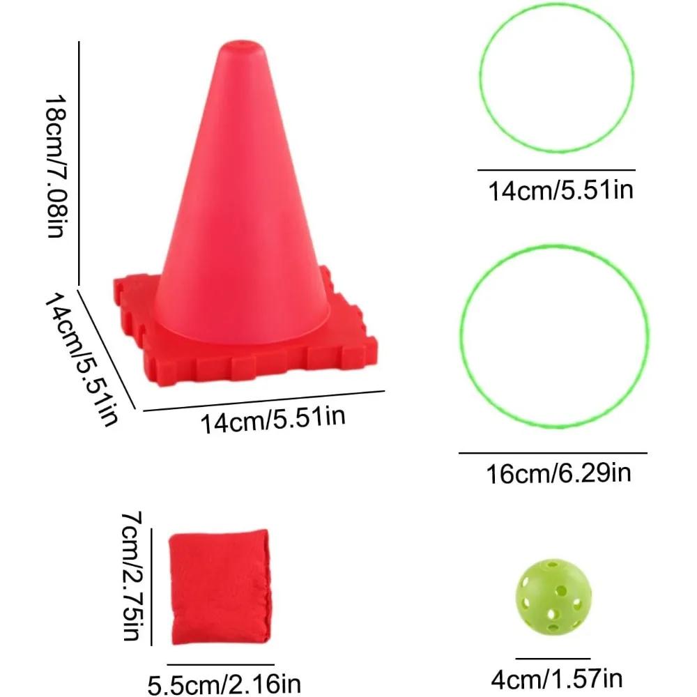 3 In 1 Ball & Ring & Bean Bag Cones Toss Game Play Set with Light Multiple Throwing Target Models Outdoor Family Yard Party Game