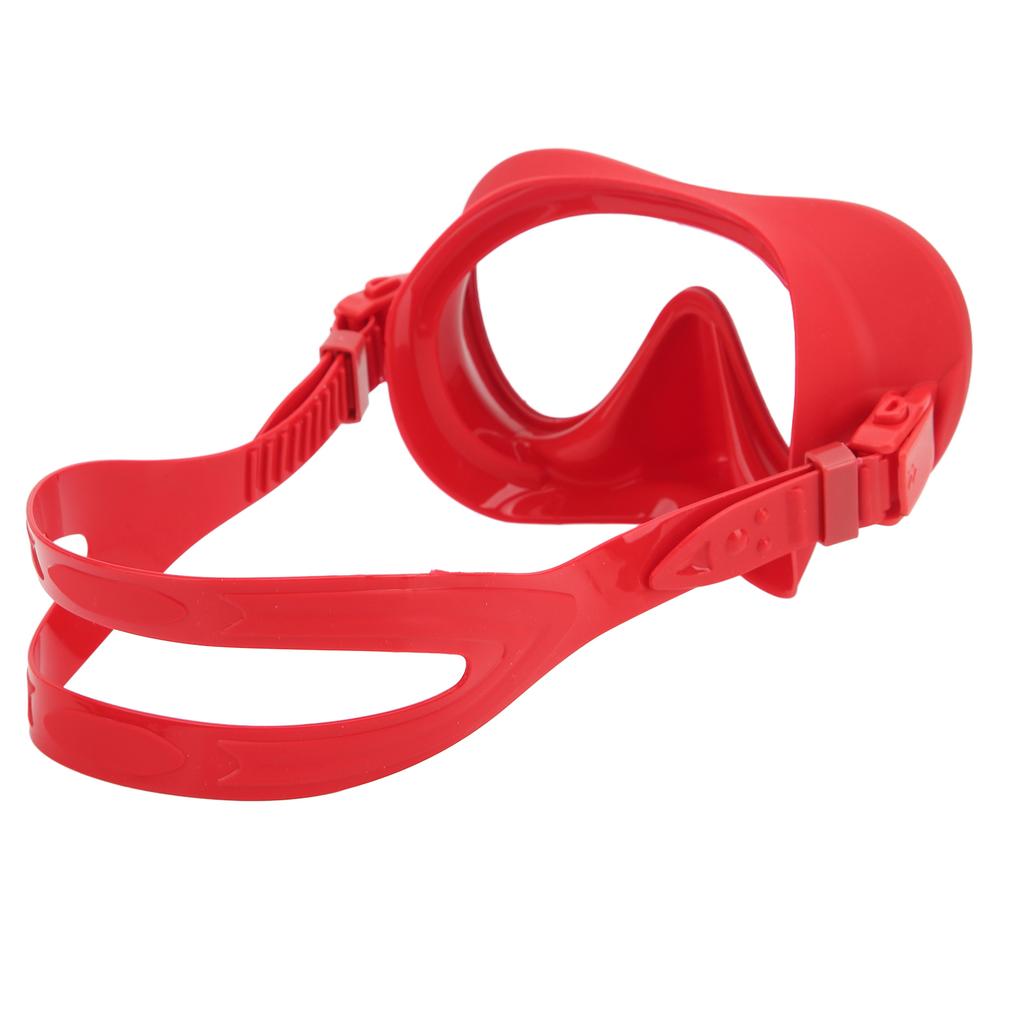 Scuba Diving Goggles Anti Fog Tempered Glass Snorkeling Dive Mask with Silicone Strap Foldable Panoramic View Swim Goggles Red