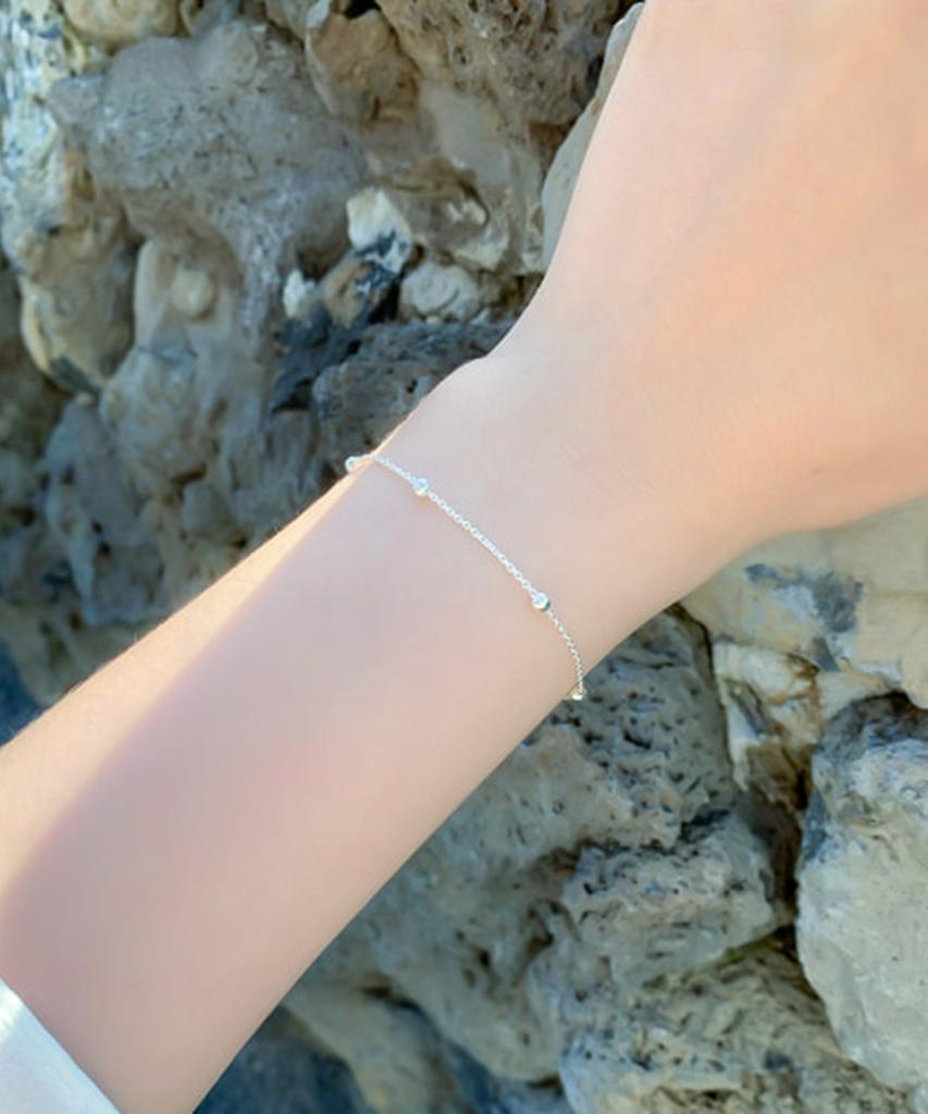 Alleun Silver 925 Thin Chain Silver Ball Bracelet