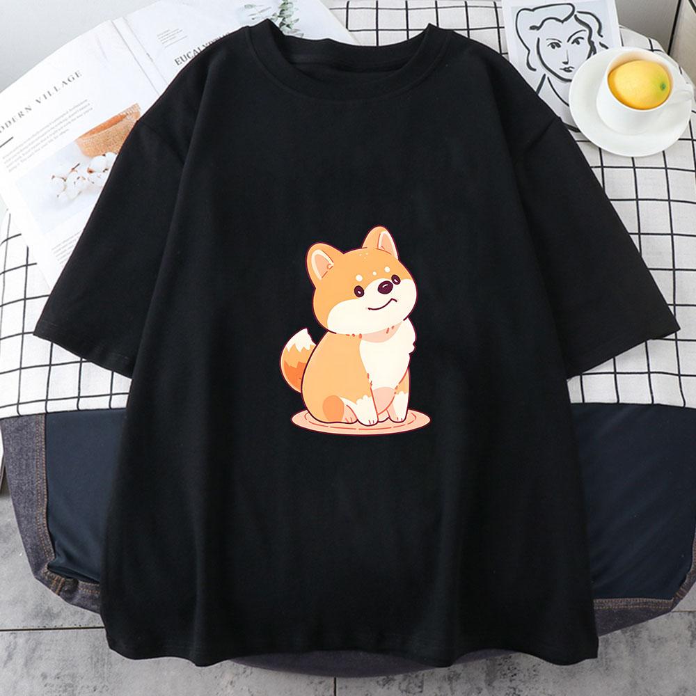 

Shiba Inu Womens and Unisexs New Summer Round Collar Cute Dog Pattern Printed ShortSleeved Trend Y2K Shirt ShortSleeved Kawaii 4XL